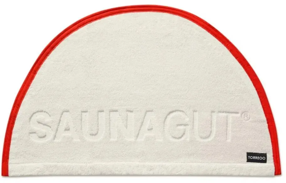 SAUNAGUT® Sauna Wedeltuch Torreoo elfenbein-rot