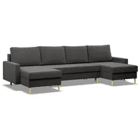 mebligo Eckcouch Textil 4-Sitzer Grau