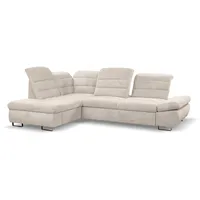 WERK2 Ecksofa »Roma L-Form«, Sofa mit Schlaffunktion, Sitztiefenverstellung, verstellbare Kopfteile, beige