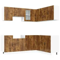 VidaXL 11-tlg. Küchenschrank-Set Porto Räuchereiche Holzwerkstoff