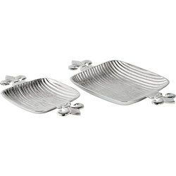 MichaelNoll Dekoschale Schale Lilie Dekoteller Deko Aluminium Silber – Moderne Dekoschale aus Metall – Tischdeko Hochzeit 44 / 52 cm 44 cm x 5 cm x 23 cm