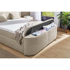 Jockenhöfer Gruppe Boxspringbett »Pia, inklusive Strauraum im Fussteil« 7-Zonen-TTFK-Mmatratze, KS-Topper, verschiedene Härtegrade wählbar beige