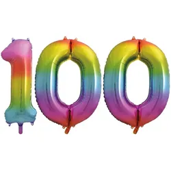 XL Folienballon Regenbogen Zahl 100