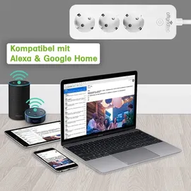 Offgridtec Smarte 3-fach Steckdosenleiste mit Smart Life- oder Tuya-App 1,8m Kabel