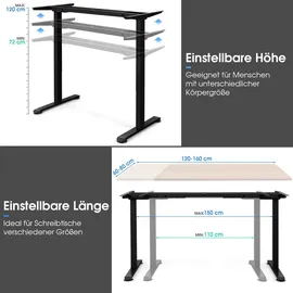 Costway zweimotoriges Tischgestell, höhenverstellbar 25mm/s Schreibtisch Rahmen mit Antikollisionsschutz & Speicherfunktion, Stehpultgestell 50dB, ... - Weiß