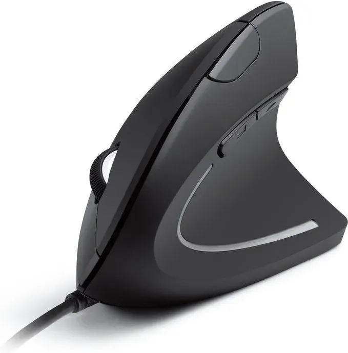 Anker vertikale USB-Drahtmaus, ergonomisches Design, für Computer und Laptop, 5 Tasten, 1000/1600 DPI, optische Technologie – Schwarz