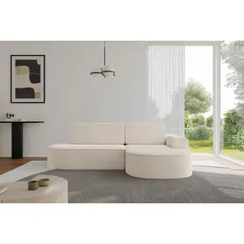 altdecor Eckcouch Cord mit Schlaffunktion 2-Sitzer Beige