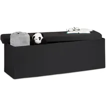 Relaxdays Sitzbank Faltbar Schwarz 38 x 114 x 38 cm