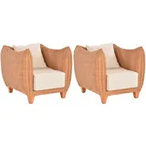 Set/2 Rattan-Sessel Club/Wohnzimmersessel Clubsessel/Rattansessel (Terracotta)