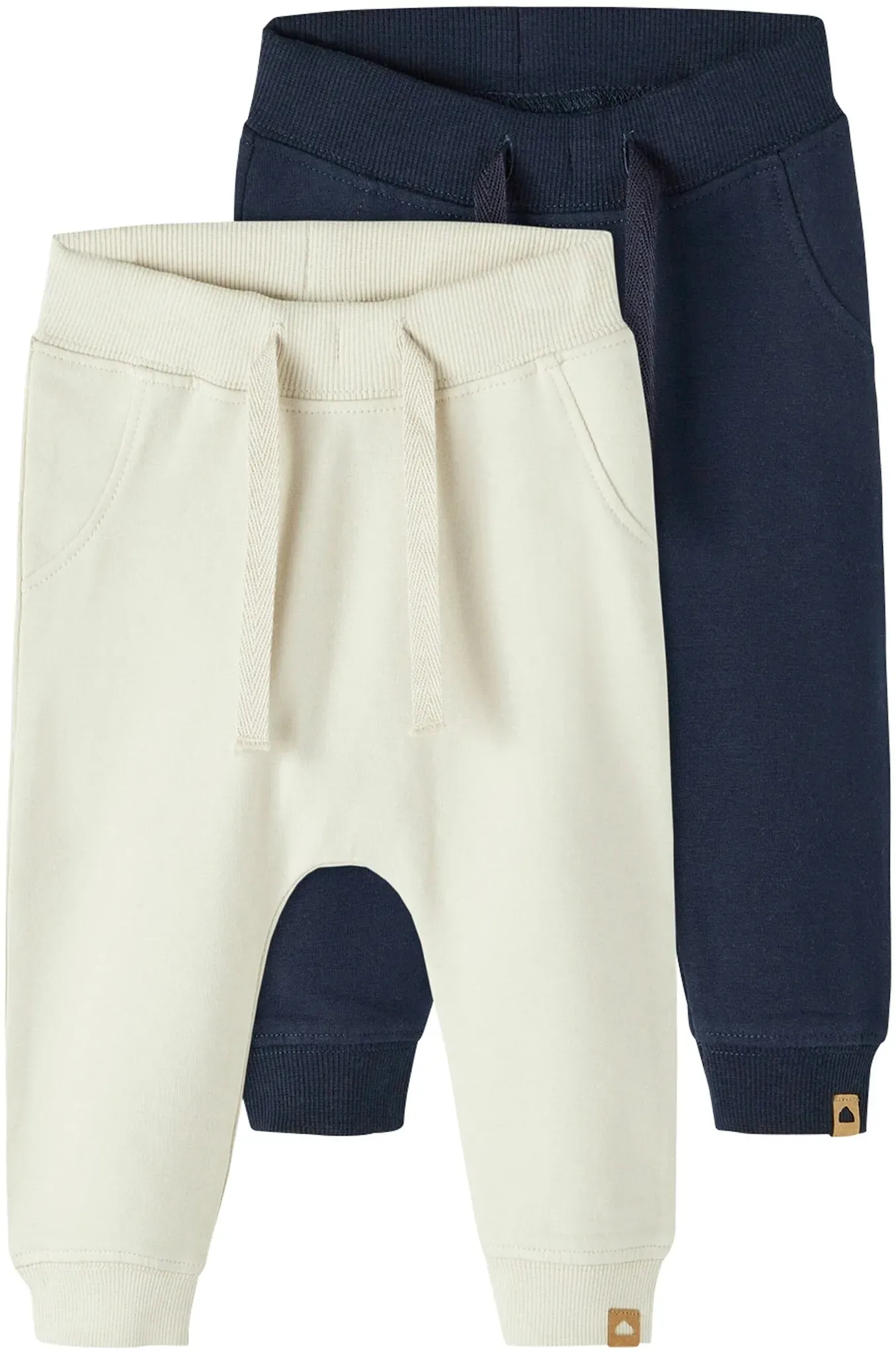 NAME IT 2er-Pack Jogginghosen, natur | blau, 62
