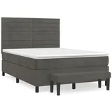 vidaXL Boxspringbett mit Matratze Dunkelgrau 140x200 cm Samt