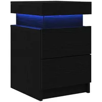 VidaXL Nachttisch mit LED-Lichtern Schwarz Eiche 35x39x55 cm