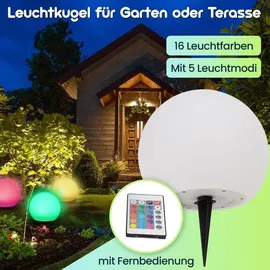 casativo-lighting LED Leuchtkugel Ø 30 cm Solar mit Fernbedienung 60 lm IP67 RGBW