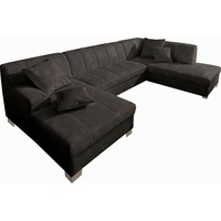 INOSIGN Wohnlandschaft Turah moderne Steppung, incl. Zierkissen, auch in Leder, wahlweise mit Bettfunktion, B/T/H: 297/82/75 cm, U-Form grau