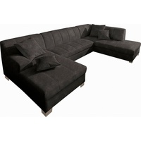 INOSIGN Wohnlandschaft Turah moderne Steppung, incl. Zierkissen, auch in Leder, wahlweise mit Bettfunktion, Schlafsofa, B/T/H: 297/82/75 cm, U-Form grau