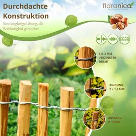 Floranica Staketenzaun 1,0 x 1,0 m imprägnitert braun