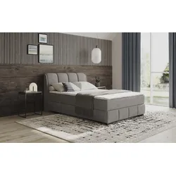 Boxbett MR. COUCH "Bethany mit Bettkasten, inkl. Matratze", grau (aqua clean pascha 612 melange), B:156cm L:223cm, Polyester, Baumwolle, Komplettbetten, Topper und Zierkissen, in verschiedenen Härtegraden verfügbar