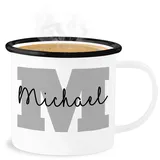 Emaille Becher Blechbecher - Anfangsbuchstabe Tasse - Anfangsbuchstaben Name - Persönliches Geschenk Personalisiert mit Namen bedrucken Initialen Personalisierte Custom Buchstabe Wunschname - 300 ml