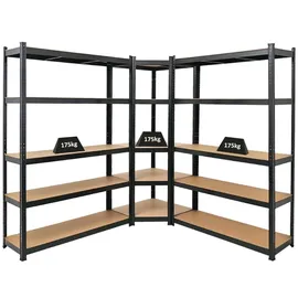 Proregal MegaDeal 1x Eckregal + 2x Schwerlastregal Ragnar HxBxT 180x190x40cm Fachlast 175kg Schwarz, Kellerregal, Steckregal, Garagenregal,