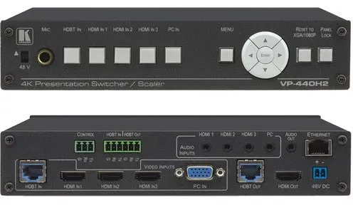 KRAMER Kompakter 5-Eingangs-4K60-4:4:4-Präsentationsmischer/Scaler mit simultanen HDBaseT- und HDMI-Ausgängen VP-440H2