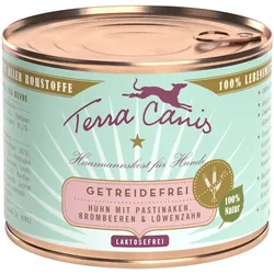 Terra Canis Getreidefrei 200g Dose Hundenassfutter 12 x 200 Gramm Huhn mit Pastinaken, Brombeeren & Löwenzahn