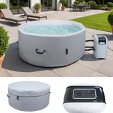 Whirlpool HWC-N97, 4 Personen, In-/Outdoor heizbar aufblasbar Pumpe Dropstitch-Gewebe, rund Ø150cm grau-weiß