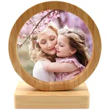 MEGAUK Schieferplatte mit Foto Bedrucken Lassen - Personalisiert Fotodruck Holz Bildrahmen mit Ständer - Bedruckte Schiefertafel mit Bild Wunsch-Foto - Fotogeschenk Selbst Gestalten