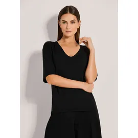 Madeleine Kurzarm Sommer-Shirt mit V-Ausschnitt in schwarz | Gr.: 34
