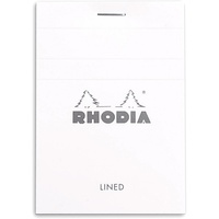 Rhodia Notizblock geheftet, kariert, 80g, DIN A7, 74 x 105 mm, 80 Blatt, mikroperforiert, 1 Stück, Weiß