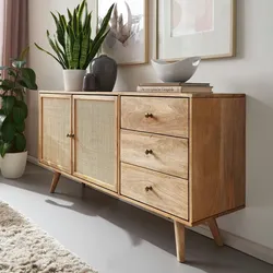 Kadima Design Mangoholz Sideboard, Unique Design, Stabile Konstruktion, Großer Stauraum. 140x40x75 cm