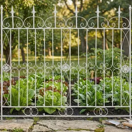 deluke Gartenzaun 124 x 116 cm Weiß/Eisen