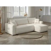 Ecksofa OTTO HOME "JONAA L-Form, 241cm /Schlafsofa (133/200) OTTO. Verlässliche Qualität", creme, B:241cm H:79cm T:52cm, Sofas, Ecksofa, Tonnentaschen-Federkern, Bettkasten, Cord, Struktur, Topseller