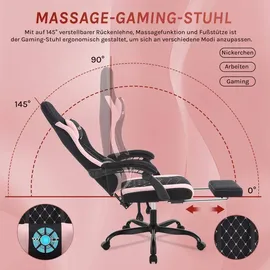 Woltu Gaming Stuhl mit Massagefunktion, Taschenfederkissen, ergonomisch, Netzstoff : Schwarz+Rosa Farbe: Schwarz+Rosa - Schwarz/Rosa