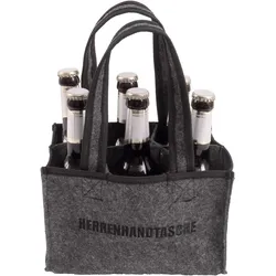 Flaschentasche mit Herrenhandtasche-Stickerei - Sicherer Transport für 6 Bierflaschen - Anthrazit Filz - Ideales Geschenk für Männer