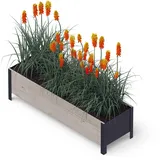 upyard Hochbeet für Garten, Terrasse und Balkon - Blumenkasten mit Innenvlies und wasserdichter Kunststoffeinlage - Pflanzkasten für Innen- und Außenbereich, 118x36x32, Grau