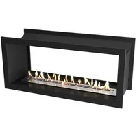 Dakota Wandkamin, 3-seitig, Schwarz, Stahl, breite Flamme, 3,5L Brenner, 3,3 kW