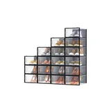Schuhbox 18er-Set   , schwarz , Kunststoff , Maße (cm): B: 23,2 H: 14,3