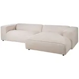 Massivmoebel24 Ecksofa 304x164x69 Ottomane rechts Cord elfenbein VALENCIA