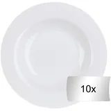 Home4You Suppenteller 10er Set, Weiß - Ø 21,5 cm - Bone China - 10er Set