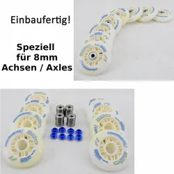 NX360 84mm / 82a Inline 8 Rollen Set montiert ABEC 9, 8mm Spacer für k2 Skates One Size