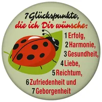Speecheese Marienkäfer Magnet rund mit Spruch Sieben Glückspunkte Glücksbringer