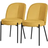ML-DESIGN Polsterstuhl Esszimmerstühle mit Rückenlehne moderne Design Lounge Küchenstühle (2 St), Esstischstühle 2er Set Senf Küchenstuhl Stahl Polyester bis 120 kg gelb