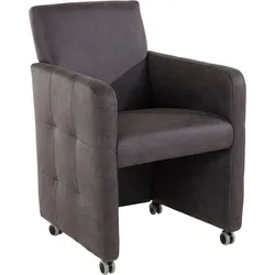 Sessel EXXPO - SOFA FASHION "Barista Clubsessel auf Rollen, schmale Armlehnen, aktuelles Design", grau (elephant), B:61cm H:88cm T:70cm, Sessel, Esszimmersessel, bequem und komfortabel, Breite 61 cm