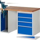 PROREGAL Werkbank Serie 7000 - Modell 7510 | HxBxT 89x125x70cm | 4x Schublade + 1x Schrank inkl. SchPROREGALbstock | Schubladenmaße 3x150 + 1x270mm