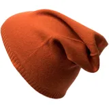 MayTree Kaschmirmütze Damen mit Rand, einfarbige Mütze aus 100% Kaschmir, Kaschmir-Beanie Unisex für Damen und Herren(Orange) - Einheitsgröße