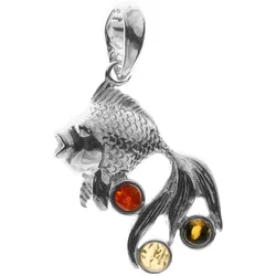 Ketten-Anhänger OSTSEE-SCHMUCK "Ostsee-Schmuck Anhänger Fisch Anhänger Fisch", weiß, Schmuckanhänger, Damen, 31 x 15mm, Silber 925 (Sterlingsilber), 2,3 g