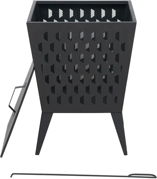 SUNJOY 46x46 cm Feuerschale aus Stahl für Holz, mit Deckel und Feuerzange, für den Garten