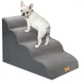 Nepfaivy Hundetreppe für Kleine Hunde 4-Stufig, Haustiertreppe für Bett und Sofa aus Hochdichtem Schwamm, Hunde Treppe Hunderampe mit Abnehmbarem, Waschbarem Bezug und Rutschfestem Boden, 75x50x40cm