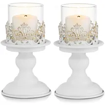 luxuskollektion Kerzenständer Groß Metall Antik Weiß