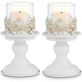 luxuskollektion Kerzenständer Groß Metall Antik Weiß